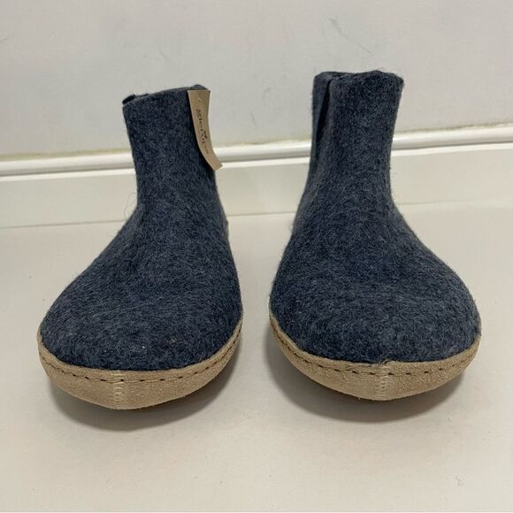 Glerups Wool Boots Sleepers Leather Sole Size 39 in Denim NEW - Picture 5 of 10